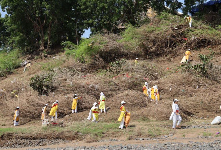 Cleanliness drive along the riverbank