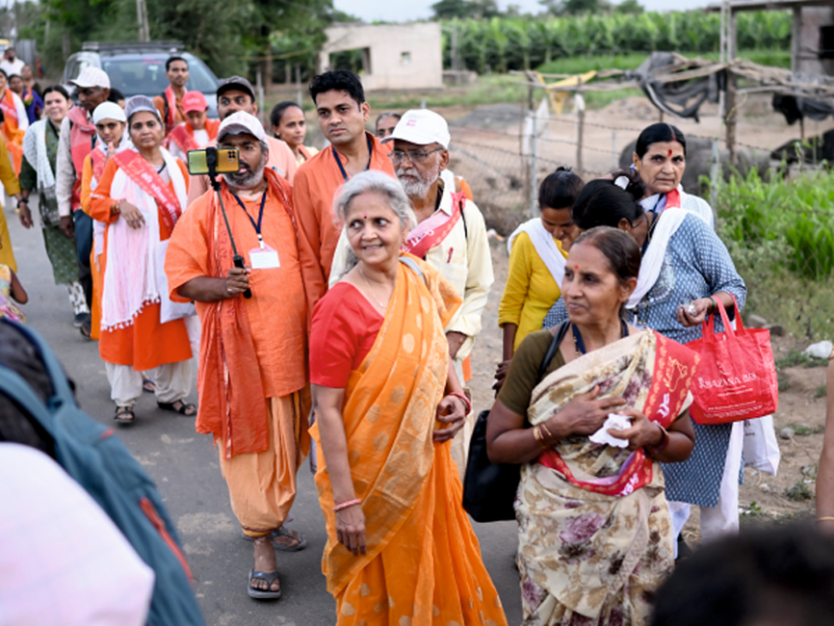 Devotees participating in the Narmada spiritual journey